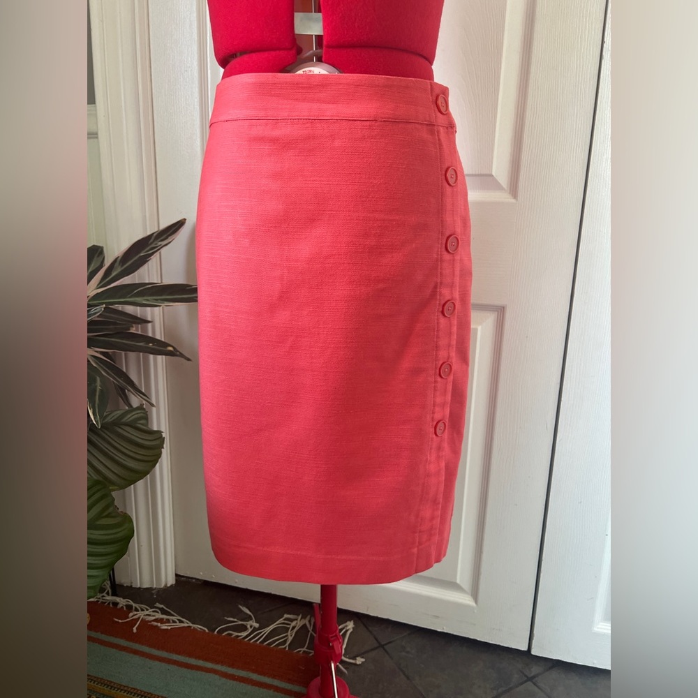 Side button down coral skirt